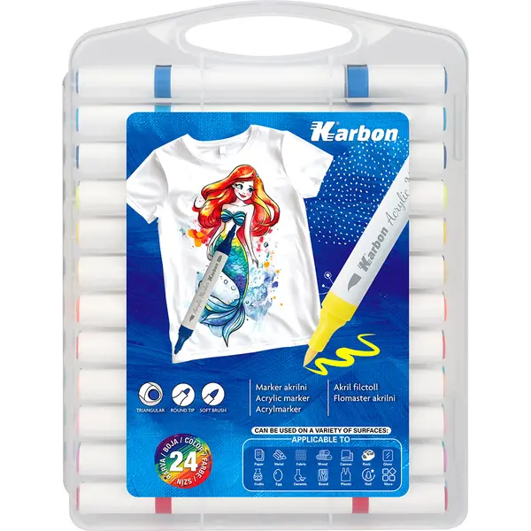 246323-EC Marker akrilni KARBON dvostruki vrh kist/okrugli 24/1 P12/48