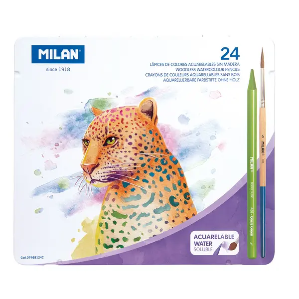 241754-EC Set crtaći MILAN Todocolor met.kut: 24 bezdrv akvarel bojica+kist P6/24