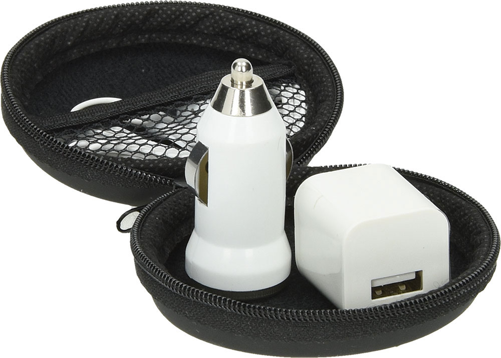 233517-EC Adapter putni ROUND sa slušalicama, u etuiju