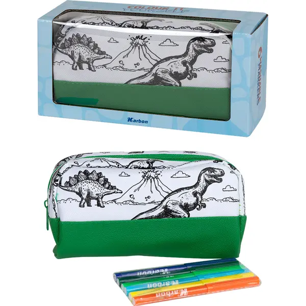 243739-EC Pernica za bojanje s 6 flomastera Karbon DINO WORLD P24