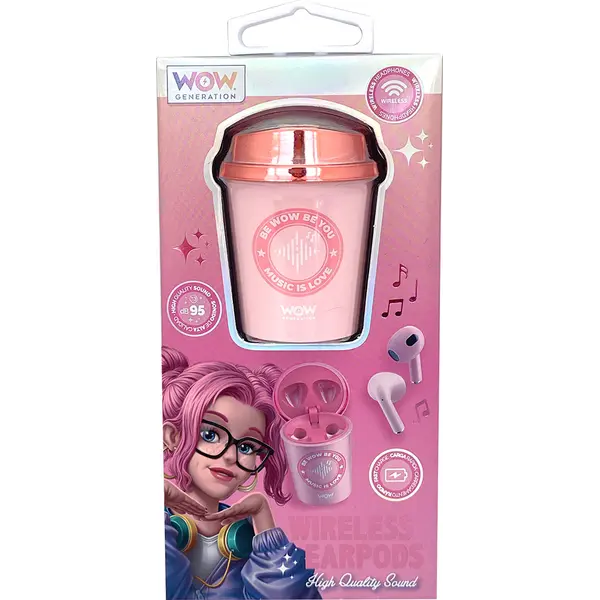 247012-EC Slušalice bežične earpods WOW Generation u kutiji, sort P6/24