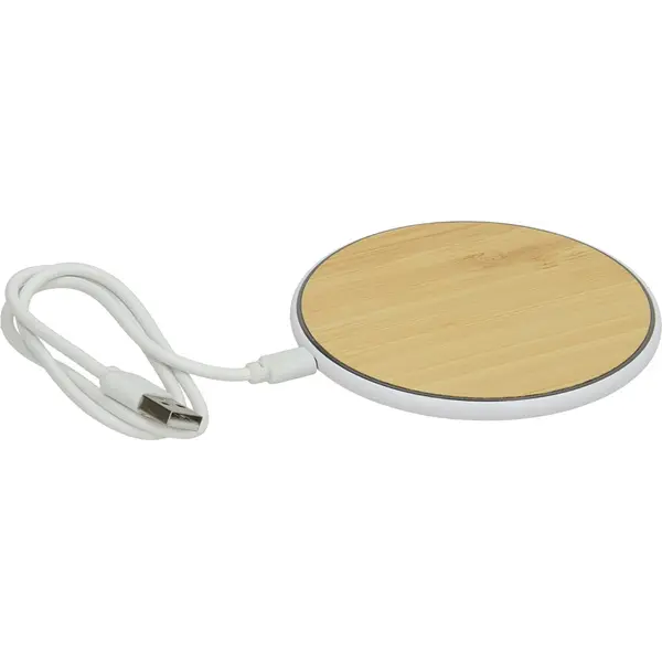 240370-EC Punjač power bank ECO VISION  bambusa , ABS za bežično punjenje, bijelo smeđi