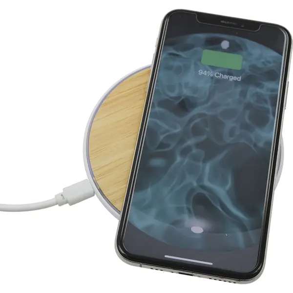 240370-EC Punjač power bank ECO VISION  bambusa , ABS za bežično punjenje, bijelo smeđi