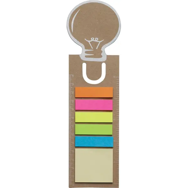 242247-EC Set IDEA post-it, označivač u obliku žarulje i ravnalo od recikliranog papira