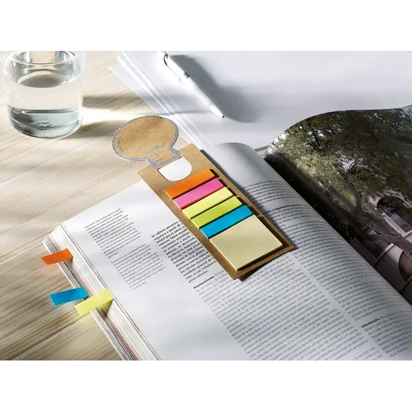 242247-EC Set IDEA post-it, označivač u obliku žarulje i ravnalo od recikliranog papira