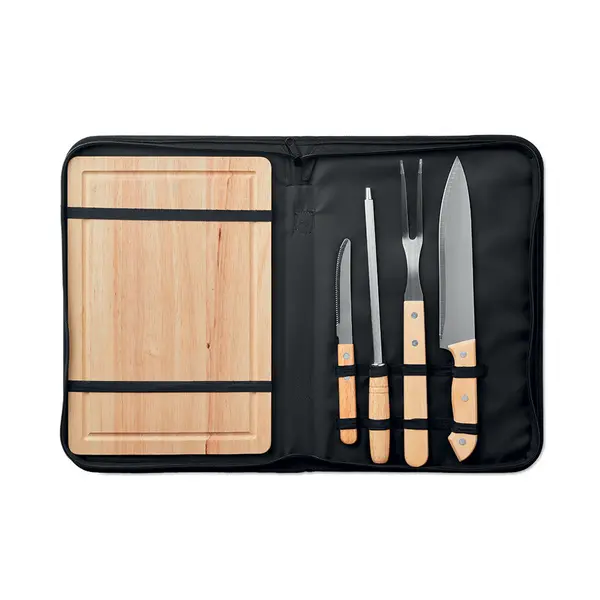 242405-EC Set za roštiljanje GRILLE 4-djelni pribor s daskom u crnom etuiju P1/12