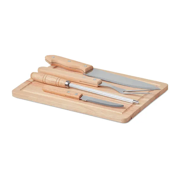 242405-EC Set za roštiljanje GRILLE 4-djelni pribor s daskom u crnom etuiju P1/12