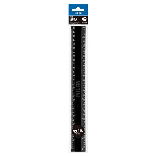 244585-EC Ravnalo 30cm MILAN plastično crno Shadow blister P24/288