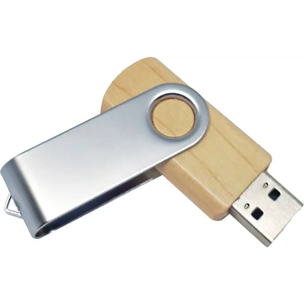 245258-EC Memori stick USB 32GB Twister bamboo/srebrni , kart. kutijica P500