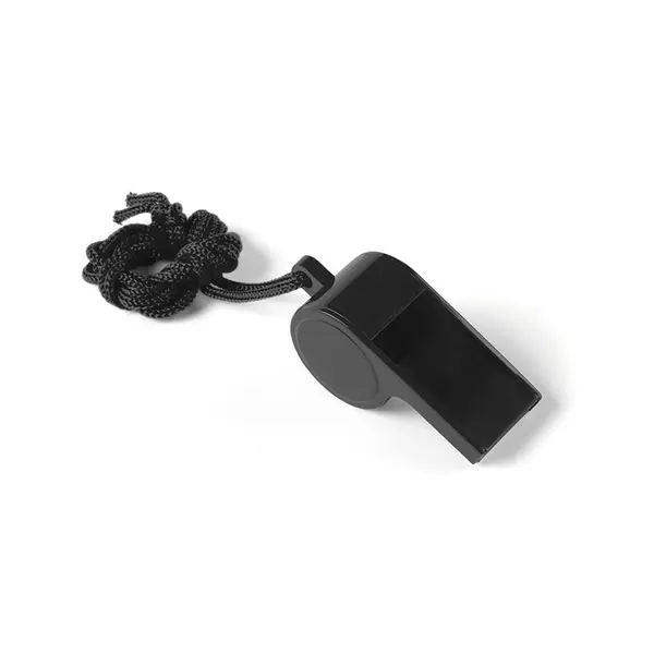 246836-EC Zviždaljka plastična Whistle crna s vezicom P1000