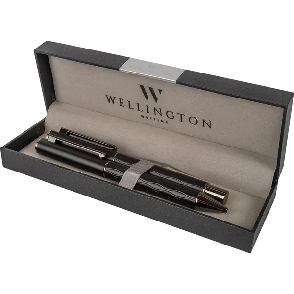 247580-EC Set pisaći Wellington Infinity ol.kem. I roler u poklon kutiji crni