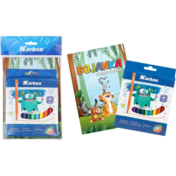 243238-EC Set bojanka A5 s naljepnicama + flomasteri 12/1 Karbon