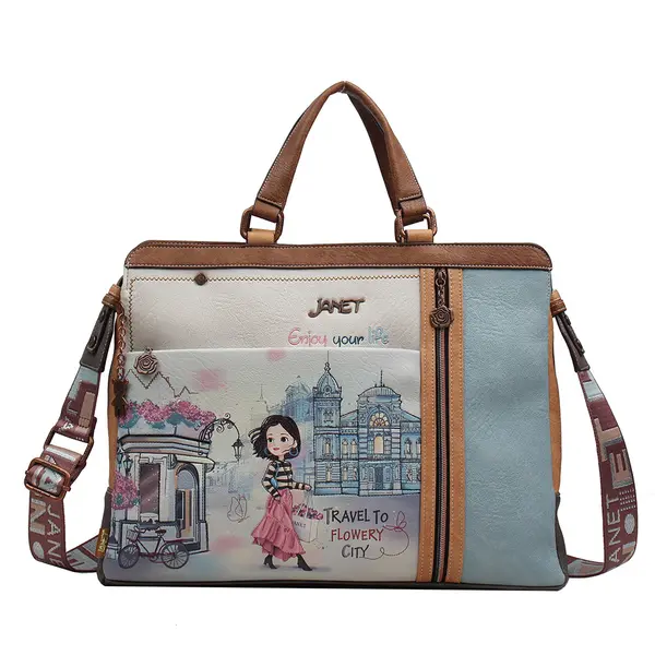 245993-EC Torba fashion poslovna Janet Flowery city 41x6,5x31 cm J-020B P20
