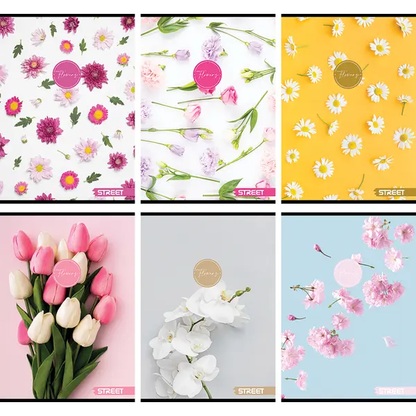 232016-EC Bilježnica A4/K Street FLOWERS 54L soft touch 65701 P10/60 NETTO