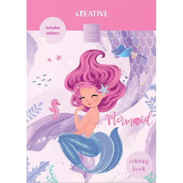 236175-EC Bojanka za djecu Creative FAIRYTALE MERMAID sa naljepn. 21x30cm 75299 P24