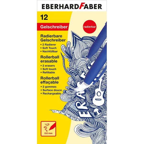 248665-EC Gel pen 0,7 piši briši EBERHARD FABER Erase it! plava P12