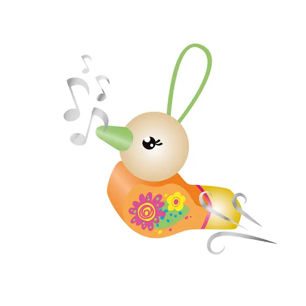 246445-EC Zviždaljka drvena ptica HAPPY FLOWERS sort P12/144 NETTO