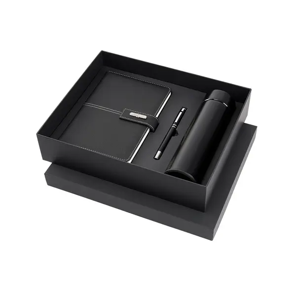 249209-EC Set notes, termos boca, met. kem. olovka, crni u poklon kut. 4506 P10