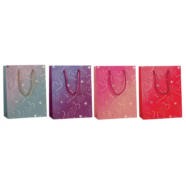 249246-EC Vrećica M exclusive reljefna hot stamp folija HEARTS 18x23x8 P12/360
