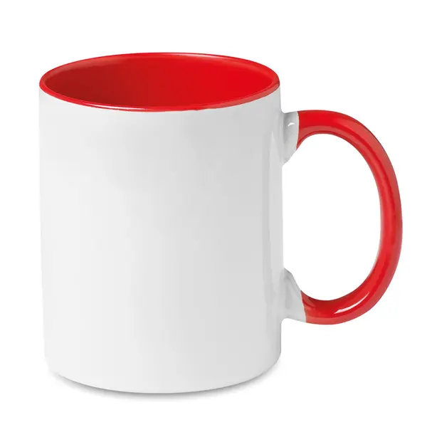 249804-EC Šalica ker. za sublimaciju 300 ml bijelo crvena fi8x9 cm
