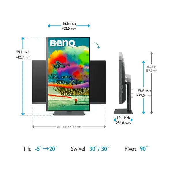 PD3205U Monitor LED 32" BenQ PD3205U, 3840x2160 4K UHD, 4ms, HDR10, HDMI, DP, Pivot