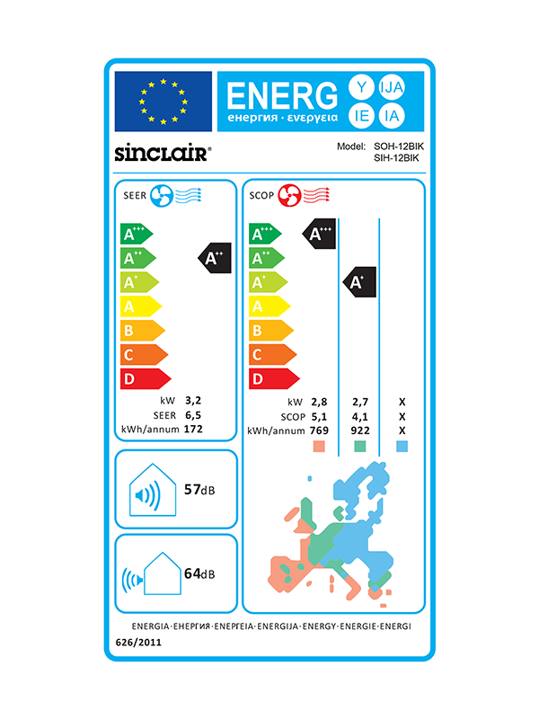 SIH + SOH- 12BIK Klima Sinclair Keyon SIH + SOH- 12BIK, 3,2kW unutarnja + vanjska jedinica, wifi