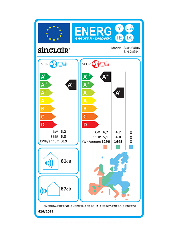 SIH + SOH- 24BIK Klima Sinclair Keyon SIH + SOH- 24BIK, 6,2kW unutarnja + vanjska jedinica, wifi