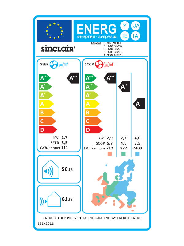SIH-12BIMN Klima Sinclair Marvin SIH-12BIMN 3,5kW unutarnja zidna jedinica