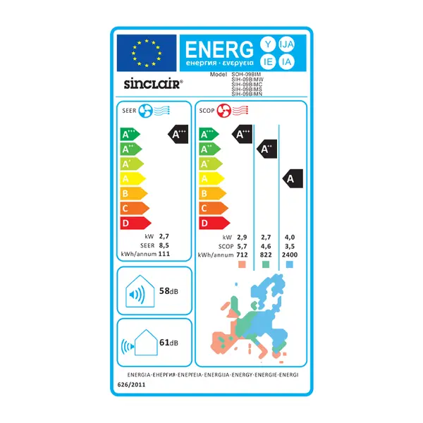SIH-09BIMN Klima Sinclair Marvin SIH-09BIMN 2,7kW unutarnja zidna jedinica