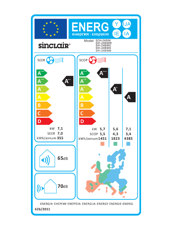 SIH-24BIMN Klima Sinclair Marvin SIH-24BIMN 7,1kW unutarnja zidna jedinica