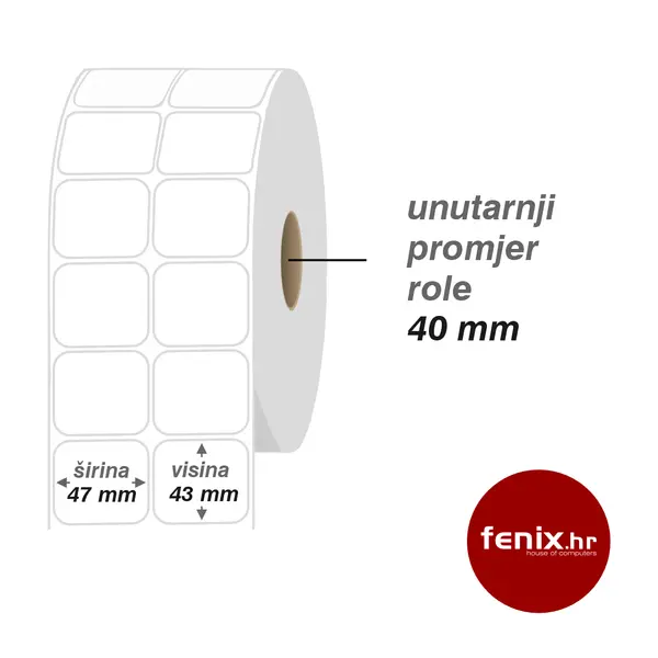 47 x 43 2000/2 ETIKETE samoljepive 47 x 43 -2000 kom rola, TERMO ECO, fi40, dvoredna