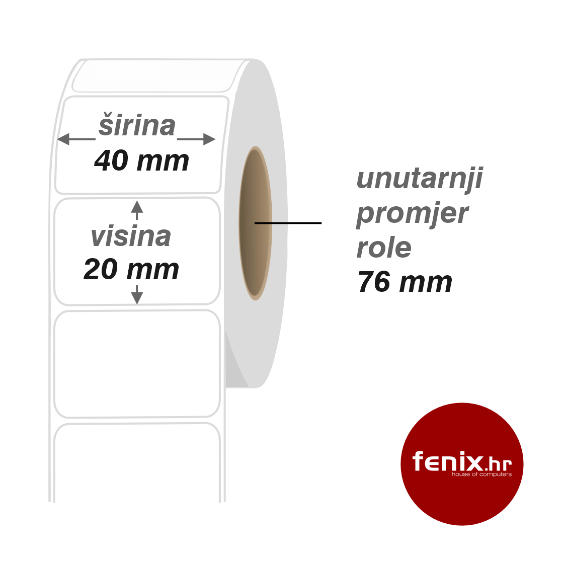 40 x 20 2000 PET ETIKETE samoljepive 40 x 20 -2000 kom rola,fi76, PET silver
