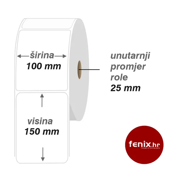 100 x 150 500 TTR ETIKETE samoljepive 100 x 150 - 500 kom rola, TTR VELLUM, fi25, jednoredno