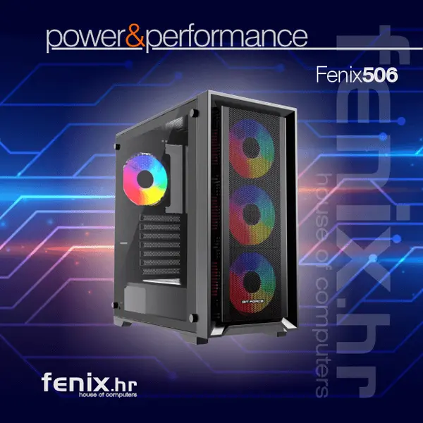 PC FLAME X-506 Stolno računalo Fenix 506 AMD Ryzen 5 9600X,16GB DDR5,RTX 5060 TI 8GB,600W 80+