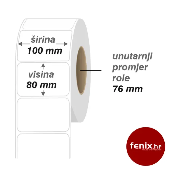 100 x 80 1000 White ETIKETE samoljepive 100 x 80 - 1000 kom rola, TTR VELLUM, fi76, jednoredno