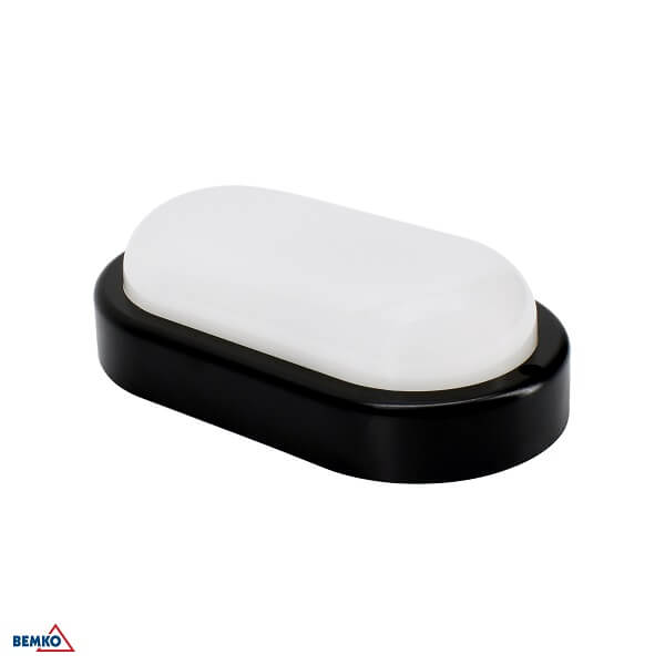 LED PLAFONJERA 8W 4000K 760lm IP54 SENZOR CRNA OVALNA KANLO
