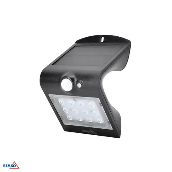 C83-SOT-001BL-PIR LED SVJETILJKA ZIDNA SOLARNA 1,5W IP65 SENZOR 4000K 220lm CRNA TRINGO