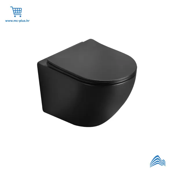 MWH200MB AC WC školjka viseća PERLA compact rimless, mat crna s dur. soft. wc daskom
