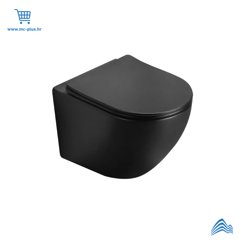 MWH200MB AC WC školjka viseća PERLA compact rimless, mat crna s dur. soft. wc daskom
