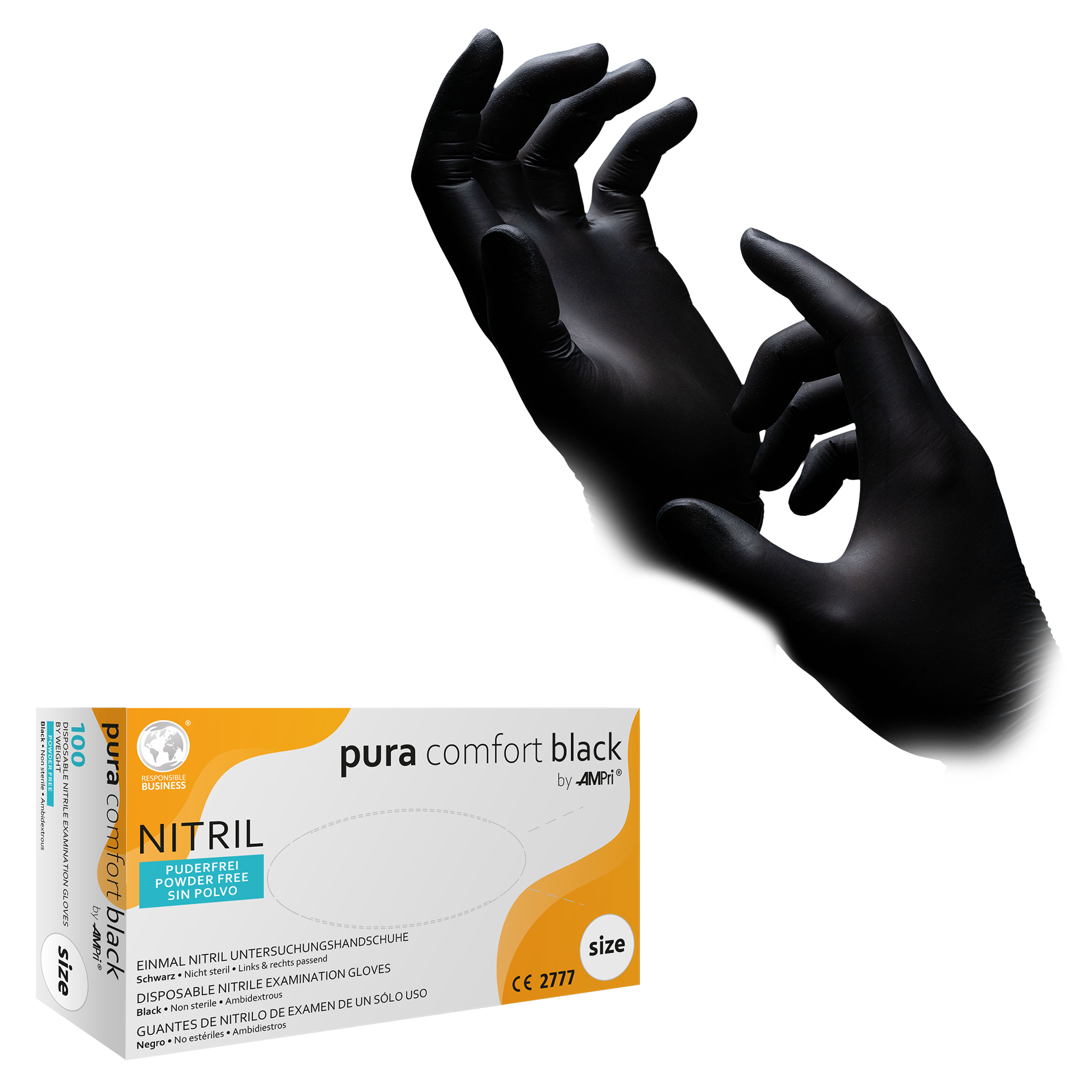 118-038-XL Rukavice Pura Comfort Black nitril 100/1 XL