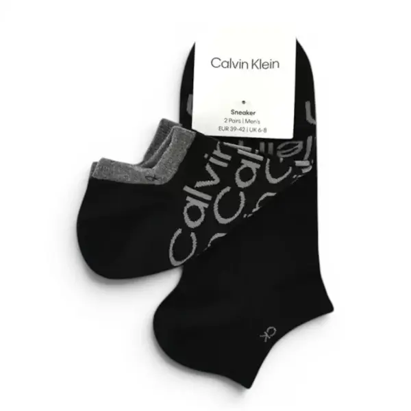 701218714-001-39/42 Crne muške niske čarape s uzorkom 2-pack – Calvin Klein