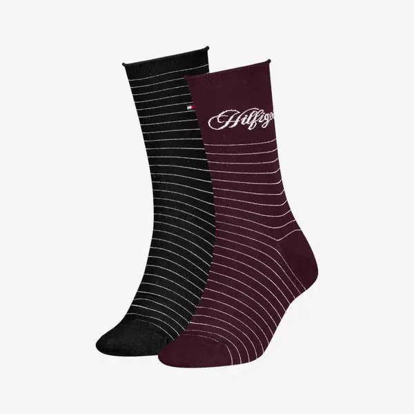701236455-003 Tommy Hilfiger ženske čarape Women Sock Hilfiger Stripe 2P burgundy blk