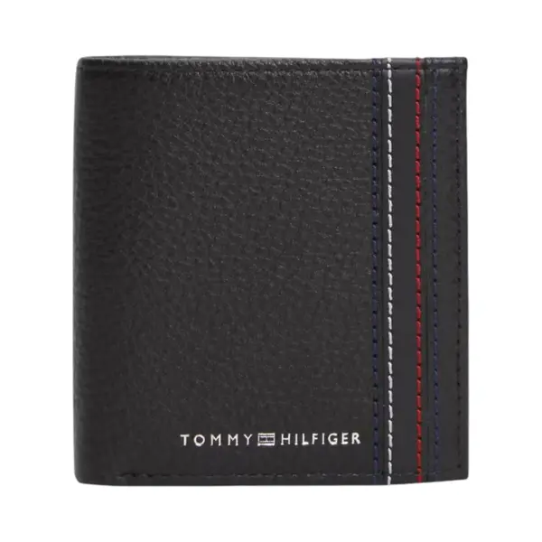 AM0AM14230-BDS-001 TOMMY HILFIGER TH CENTRAL TRIFOLD MUSKI KOZNI NOVCANIK CRNI NA TRI PREKLOPA