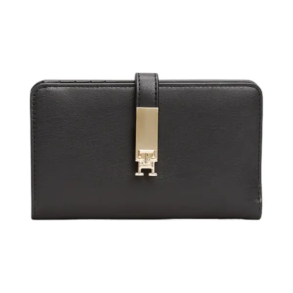 AW0AW17262-BDS TOMMY HILFIGER TH HERITAGE MED WALLET ZENSKI NOVCANIK CRNI SREDNJI GOLD LOGO