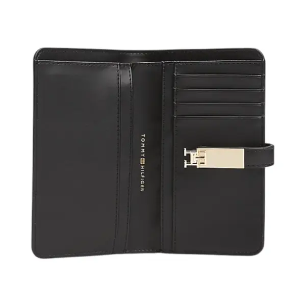 AW0AW17262-BDS TOMMY HILFIGER TH HERITAGE MED WALLET ZENSKI NOVCANIK CRNI SREDNJI GOLD LOGO