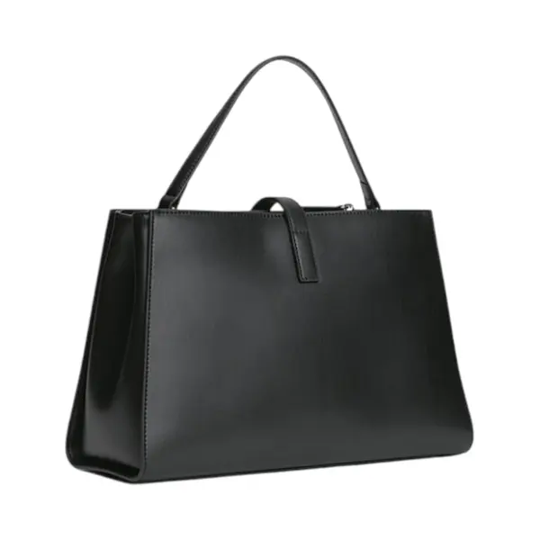 AW0AW17724-BDS-001 TOMMY HILFIGER TH LIBRE MED SATCHEL ZENSKA TORBA CRNA STRUKTURIRANA KRATKE RUCKE REMEN GOLD LOGO