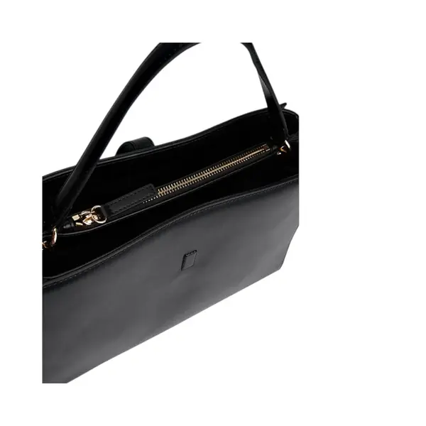 AW0AW17724-BDS-001 TOMMY HILFIGER TH LIBRE MED SATCHEL ZENSKA TORBA CRNA STRUKTURIRANA KRATKE RUCKE REMEN GOLD LOGO