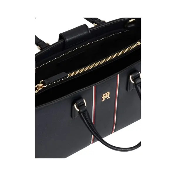 AW0AW18644-DW6 TOMMY HILFIGER DAILY SATCHEL CORP ZENSKA TORBA TAMNOPLAVA SPACE BLUE STRUKTURIRANA RUCKE REMEN GOLD LOGO