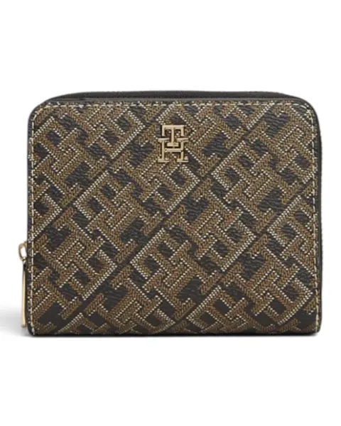 AW0AW18995-0GJ-OS Tommy Hilfiger TH ICON MED ZA W/FLAP MONO PRINT Black Mix