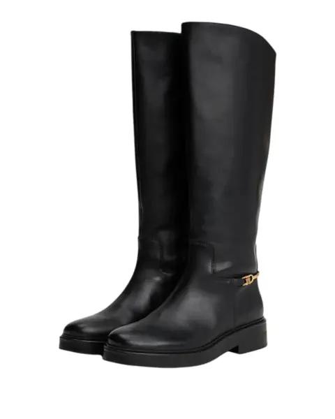 Tommy Hilfiger kožne visoke čizme TH Horsebit Riding FW0FW08863-BDS